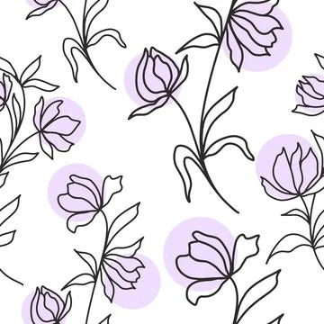 Pattern with flowers and spots, vector illustration. Stock Illustration