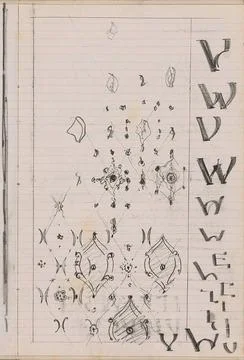 Pattern with flowers and windows. Also calligraphy. Leaf 50 Recto from a s... Stock Photos