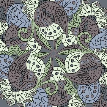 Pattern with flowers and wings Stock Illustration