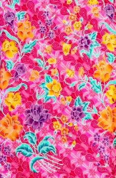 Pattern flowers on batik fablic Stock Photos