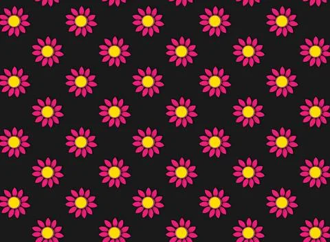 Pattern with flowers black background Stock Illustration