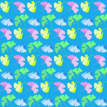 Pattern with flowers on blue Illustration