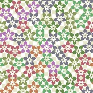 Pattern of flowers on a checkered paper Stock Illustration