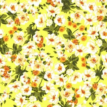 Pattern with flowers of freesia on a yellow background vector Stock Illustration