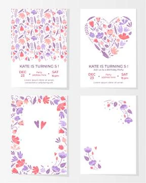 Pattern with flowers for greeting card. Frame with flowers. To birthday Stock Illustration