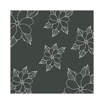 Pattern flowers with leafs isolated icon Stock Illustration