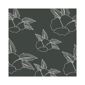 Pattern flowers with leafs isolated icon Stock Illustration