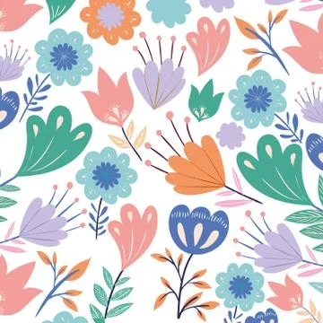 Pattern flowers with leafs isolated icon 스톡 일러스트