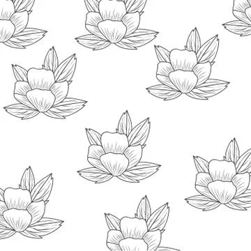 Pattern flowers with leafs isolated icon Stock Illustration