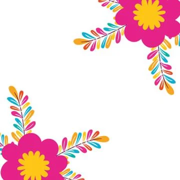 Pattern flowers with leafs isolated icon 스톡 일러스트
