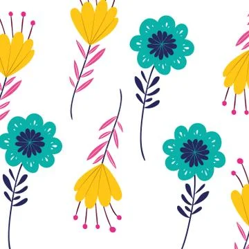 Pattern flowers with leafs isolated icon 스톡 일러스트