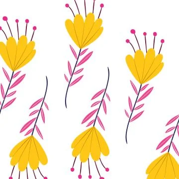 Pattern flowers with leafs isolated icon Stock Illustration