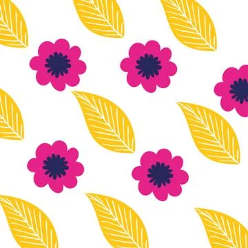 Pattern flowers with leafs isolated icon 스톡 일러스트