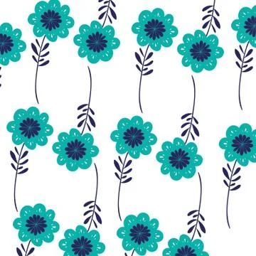 Pattern flowers with leafs isolated icon イラスト素材