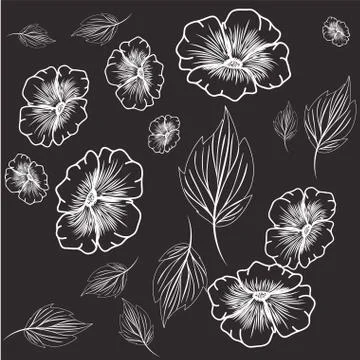 Pattern flowers with leafs isolated icon 스톡 일러스트