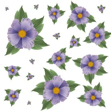 Pattern flowers with leafs isolated icon Stock Illustration