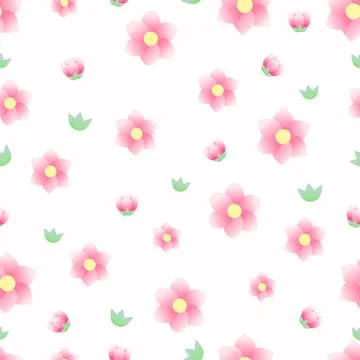 A pattern with flowers, leaves on a pink light background with space for a copy Stock Illustration