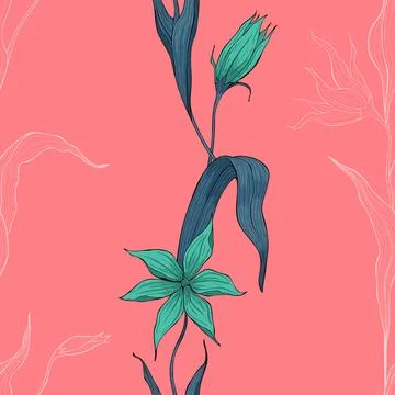 Pattern flowers, pink bacground Stock Illustration