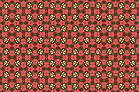 A pattern of flowers in a red and brown color scheme Stock Illustration