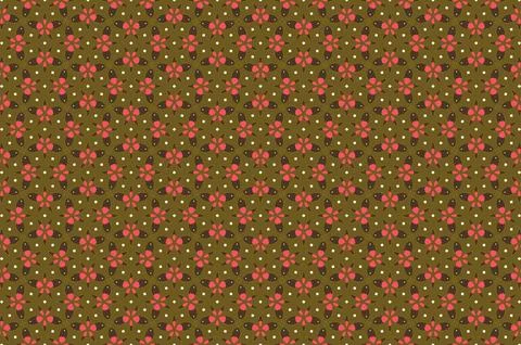 A pattern of flowers with red and white dots Illustrazione stock