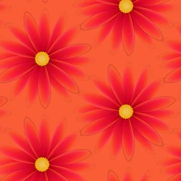 Pattern with flowers with red petals Illustrazione stock
