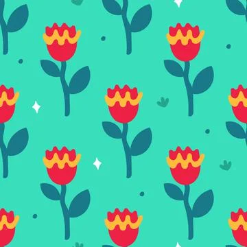 A pattern of flowers in the retro style of the 70s. Good vibes multi-colored  Stock Illustration
