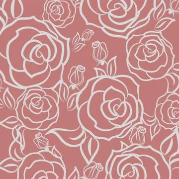 Pattern with flowers roses, vector floral illustration in vintage style Stock Illustration