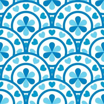 Pattern flowers seamless blue colors 스톡 일러스트