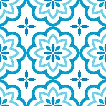 Pattern flowers seamless blue colors Stock Illustration