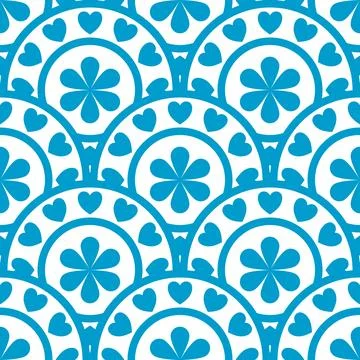 Pattern flowers seamless blue colors Stock Illustration