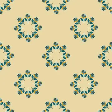 A pattern of flowers is shown in a variety of colors Stock Illustration