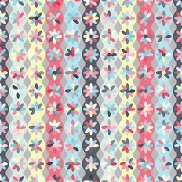 Pattern with flowers on strips circles Stock Illustration