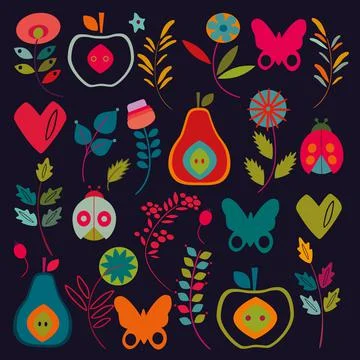 Pattern of flowers. Vintage style. Stock Illustration