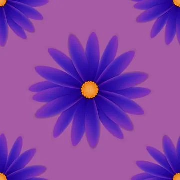 Pattern with flowers with violet petals Stock Illustration
