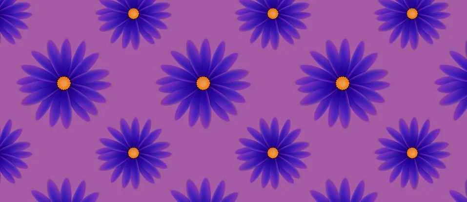 Pattern with flowers with violet petals on a violet Stock Illustration