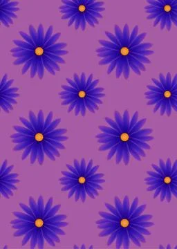 Pattern with flowers with violet petals on a violet Stock Illustration