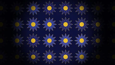 Pattern of flowers with yellow petals on dark blue 動画素材 338302092