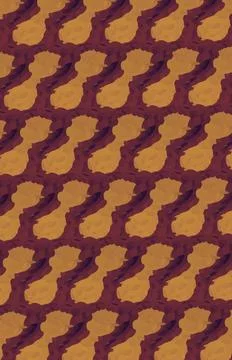 The pattern flows smoothly into soft organic curves. Warm amber shapes are se Stock Illustration