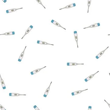 Pattern flu thermometer cartoon vector Stock Illustration