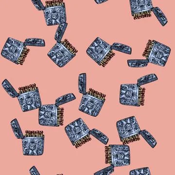 Pattern flute matchbox sketch hand drawn Stock Illustration