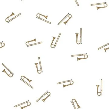 Pattern flute trombone cartoon vector Stock Illustration