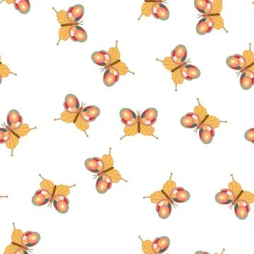 Pattern flutter groovy butterfly cartoon vector Stock Illustration
