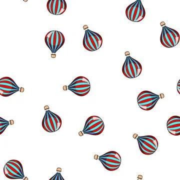 Pattern fly hot air balloon cartoon vector イラスト素材