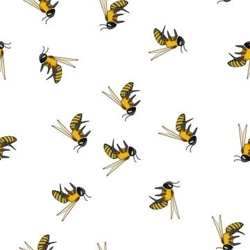Pattern Flying bee cartoon character on white background Illustrazione stock