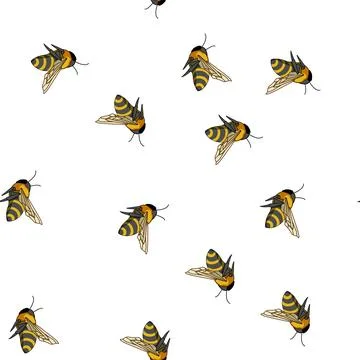 Pattern Flying honey bee black and yellow insect イラスト素材