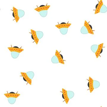 Pattern flying saucer illustration with a light blue dome and orange base fea Stock Illustration