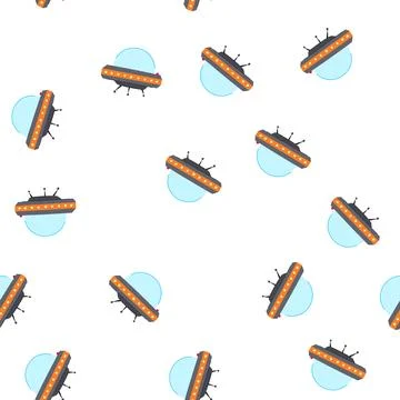Pattern flying ufo ship cartoon vector Illustrazione stock