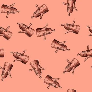 Pattern foam cezve turkish coffee sketch hand drawn black Ilustración de archivo