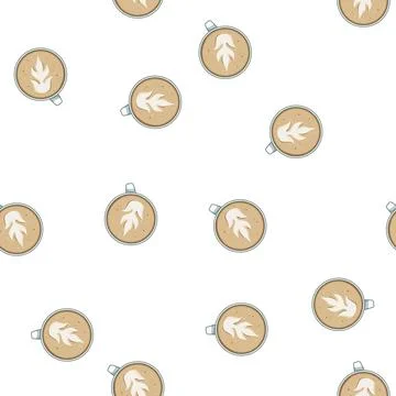 Pattern foam latte art coffee cartoon vector Stock Illustration
