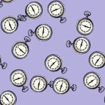 Pattern fob pocket watch sketch hand drawn Stock Illustration